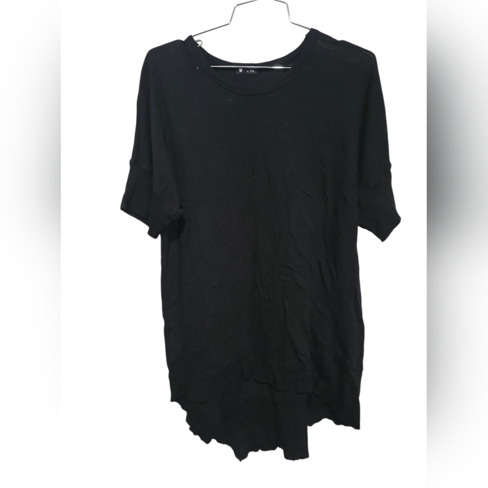 W by Wilt Cotton Short Sleeve Tunic With A Raw, Asymmetrical Hem SZ M